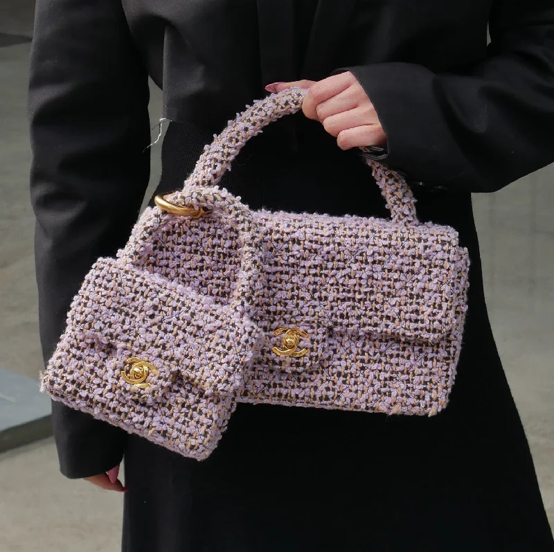 CHANEL * 1994 Tweed Top Handle Bag Set