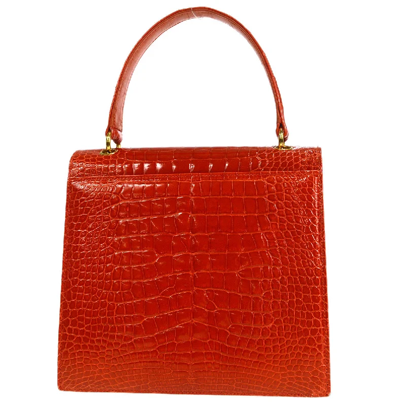 CHANEL * 1996-1997 Round Flap Handbag Small Red Crocodile