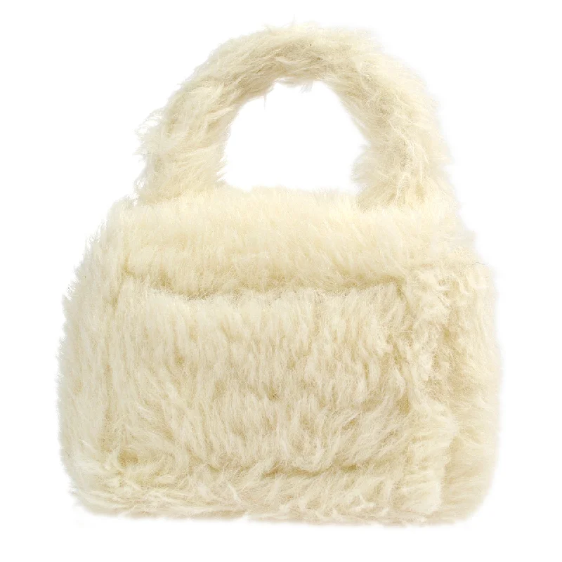 Chanel * 1994 Classic Flap Handbag Mini White Fur