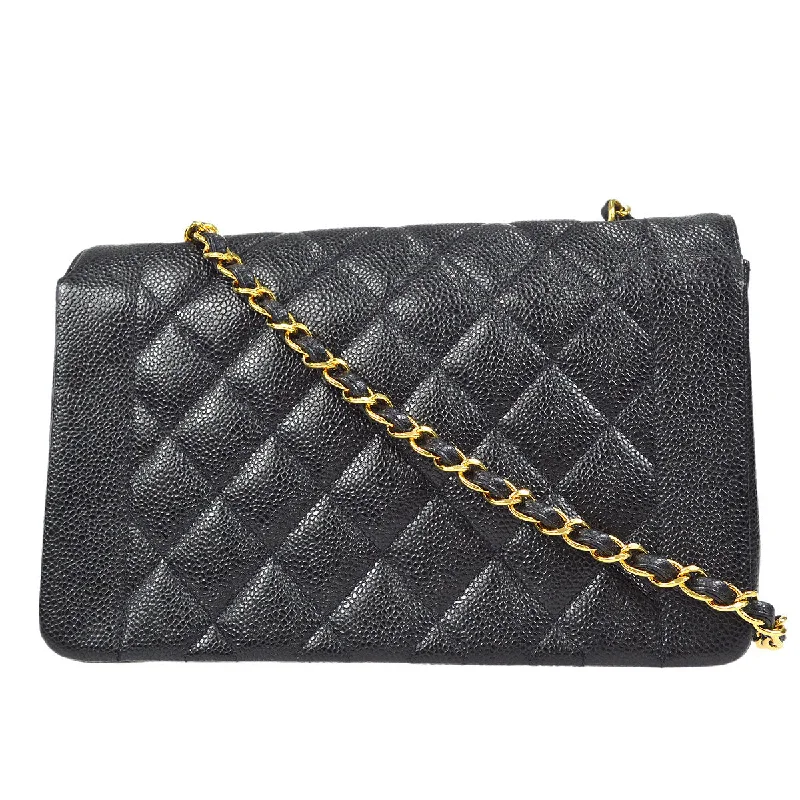 CHANEL Medium Diana Chain Shoulder Bag Black Caviar