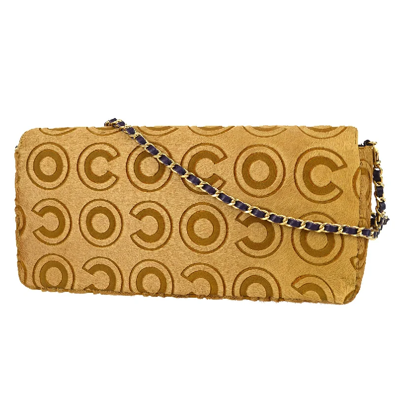 Chanel * East West Coco Shoulder Bag Beige Pony Hair