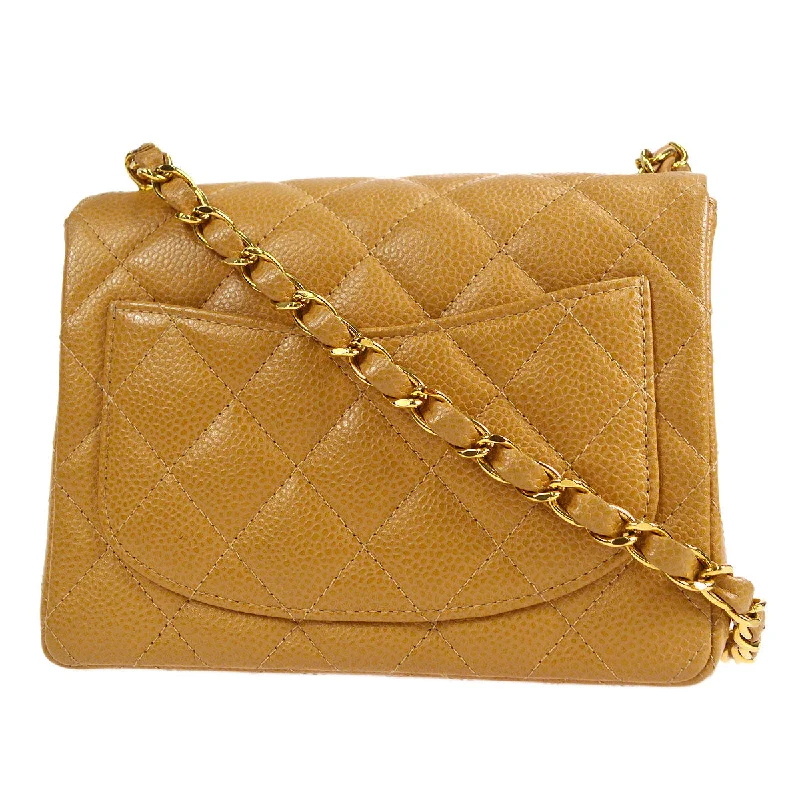 CHANEL * 2003-2004 Classic Square Flap Mini 17 Beige Caviar