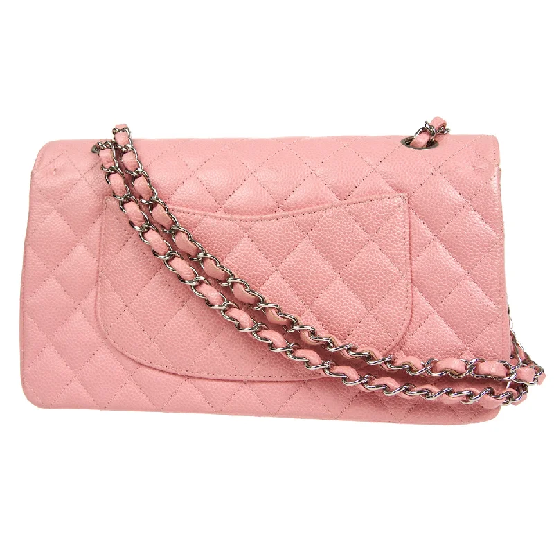 CHANEL * Classic Double Flap Medium Shoulder Bag Pink Caviar