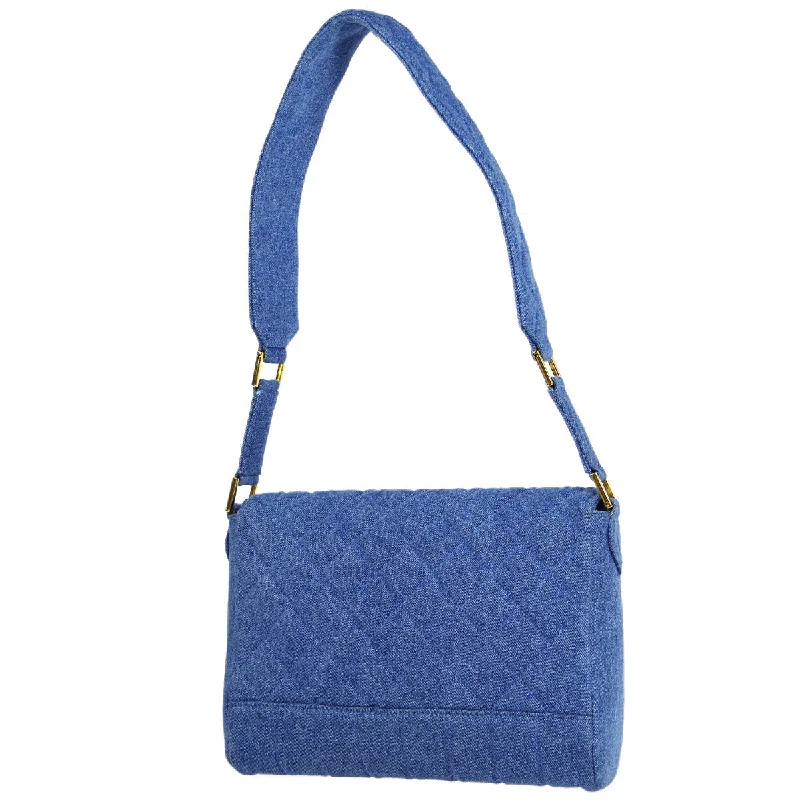 Chanel * Straight Flap Shoulder Bag Blue Denim