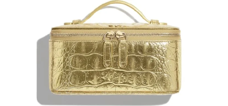 Chanel Metallic Crocodile Embossed Calfskin & Gold Metal Classic Vanity Pouch