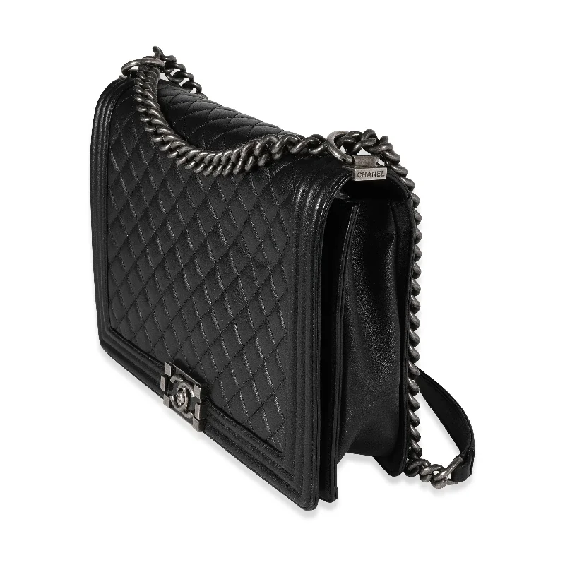 Chanel Black Quilted Lambskin Large Boy Bag