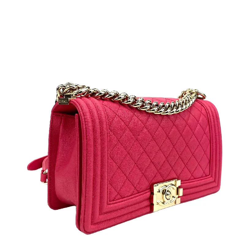 CHANEL Medium Boy Bag Quilted Caviar Pink (Rose)