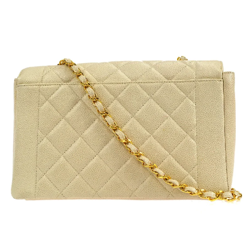 CHANEL * 1996-1997 Tall Diana Flap Medium Ivory Caviar