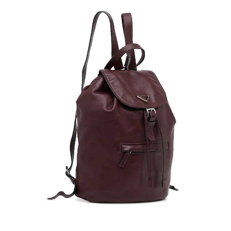 Prada Glace Backpack Wine Red Calfskin