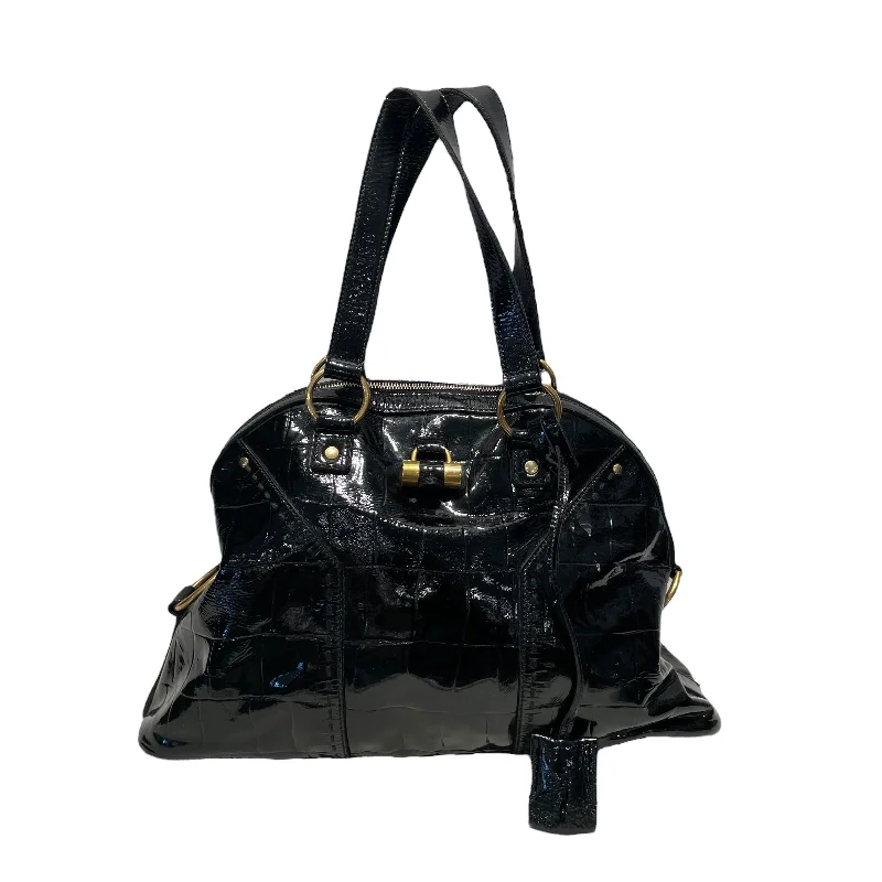 YVES SAINT LAURENT rive gauche/Hand Bag/S/Leather/BLK/