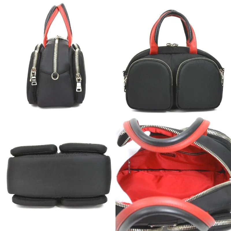 Prada handBag diagonal shoulder Bag nylon black x red unisex 1BG049