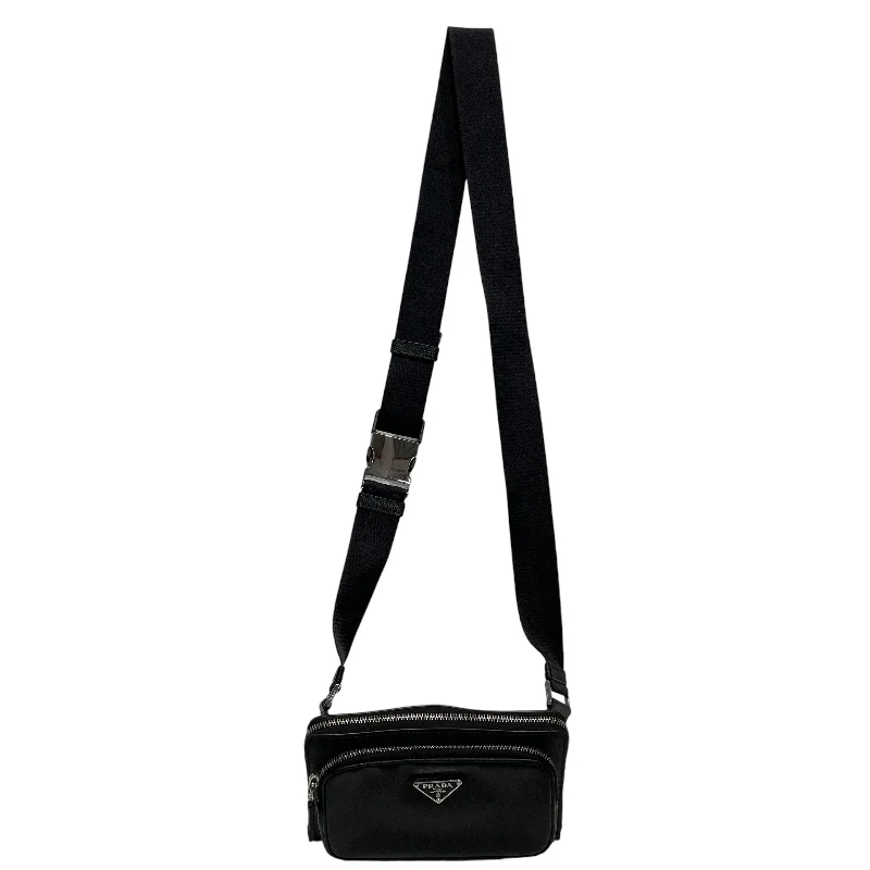 PRADA/Cross Body Bag/Leather/BLK/SAFFIANO BELT BAG