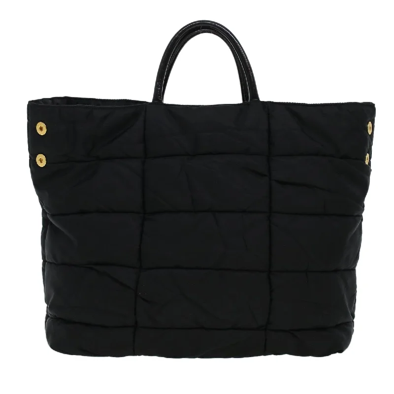 PRADA Quilted Hand Bag Nylon Black Auth yk6745B