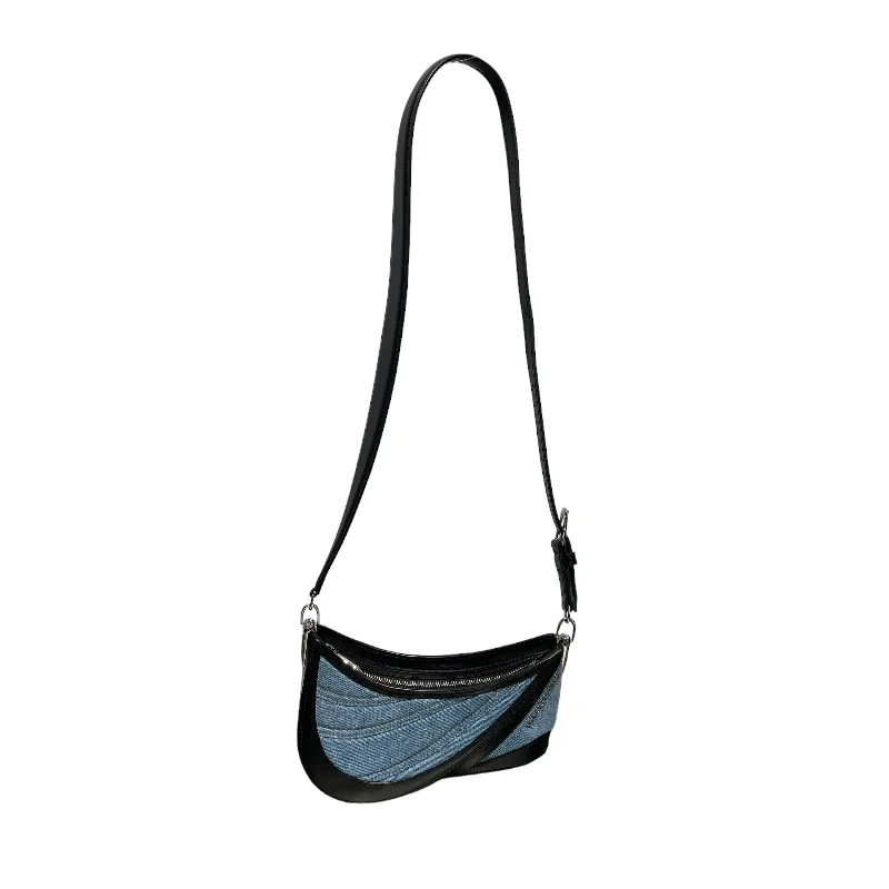 MUGLER/Cross Body Bag/Denim/BLU/Leather Trim Denim Crossbody