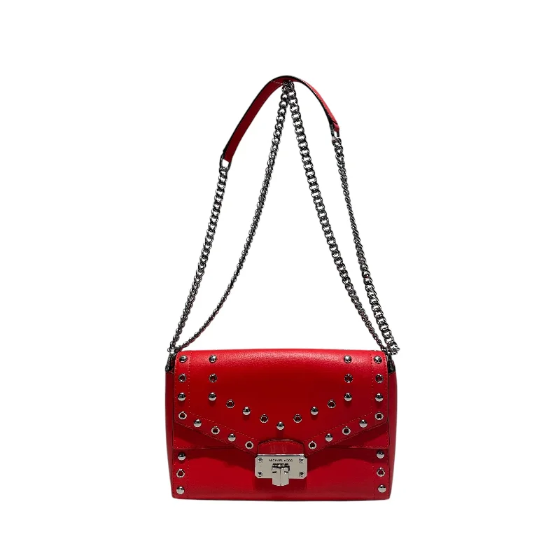 MICHAEL KORS/Cross Body Bag/Leather/RED/kinsley perforated holes