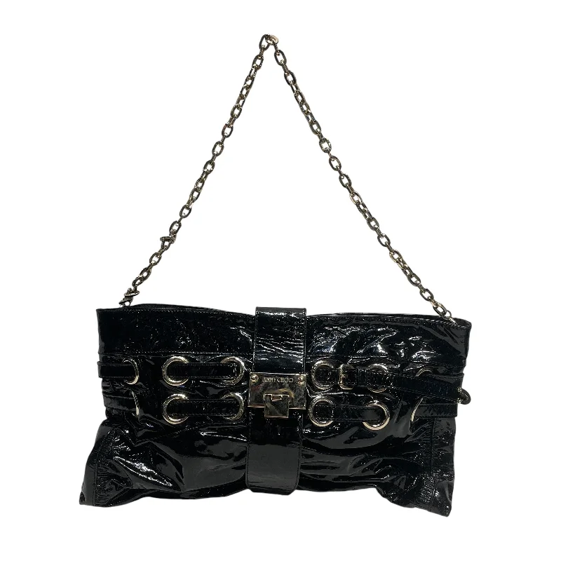 JIMMY CHOO/Hand Bag/Leather/BLK/Patent/Gold