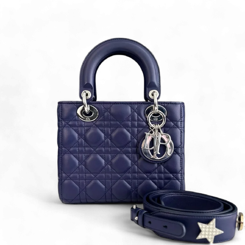 Dior Lady Small - Cannage Lambskin Dark Purple Blue Silver Hardware