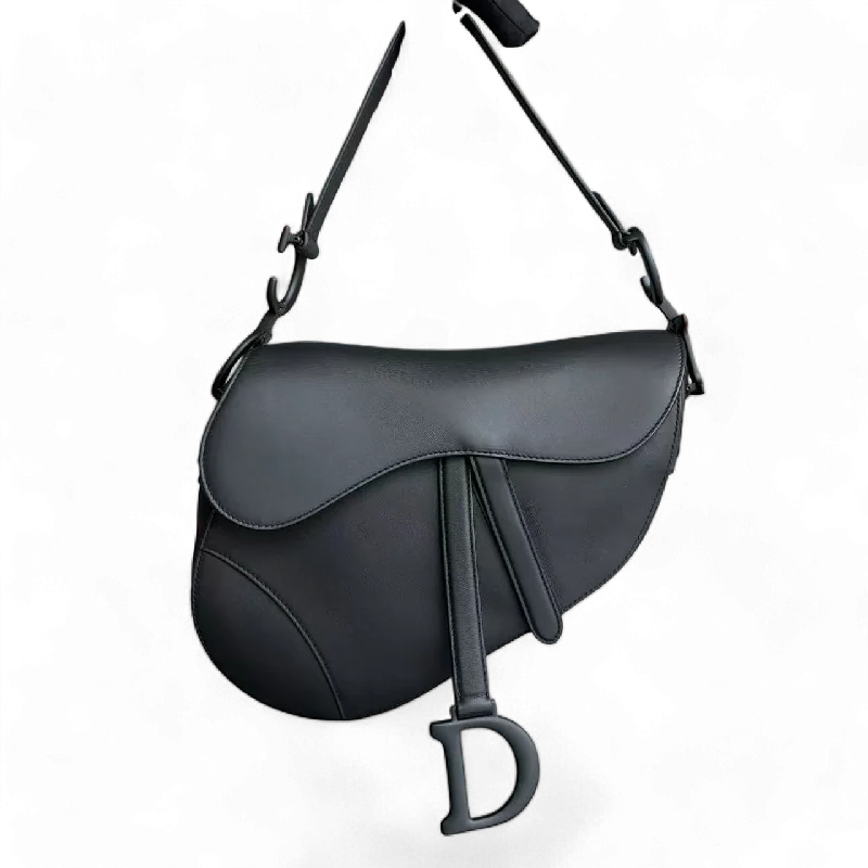 Dior Saddle Medium - All Black Calfskin Shoulder Bag