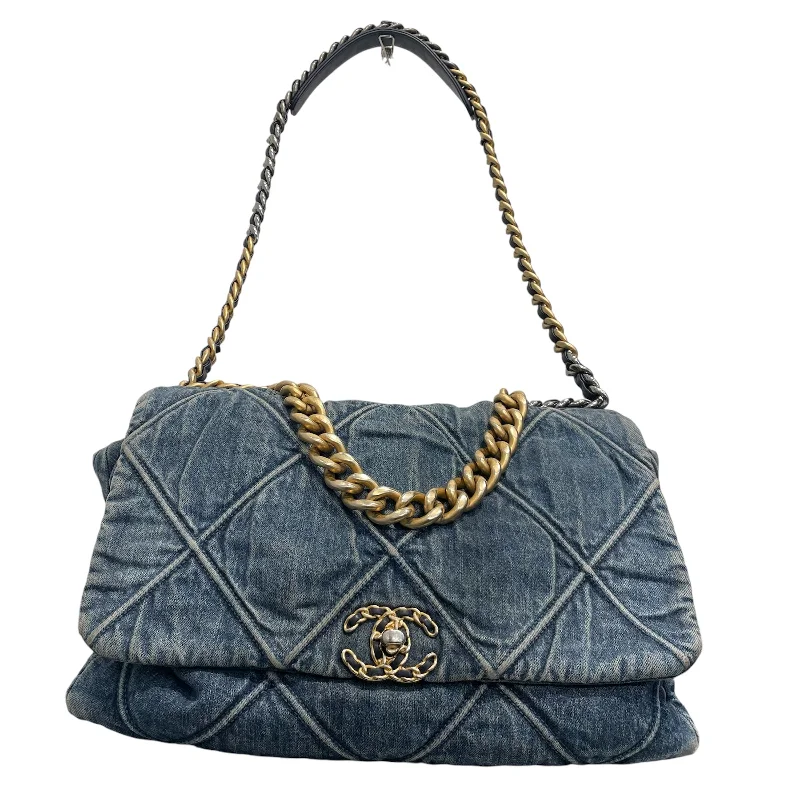 CHANEL/Cross Body Bag/Denim/BLU/MAXI 19 FLAP BAG