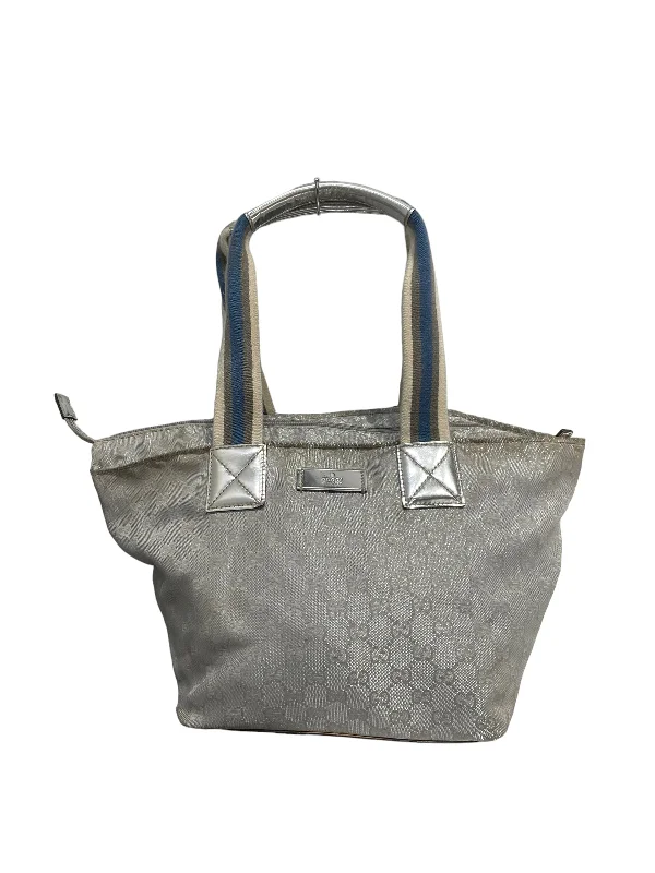 GUCCI/Tote Bag/Monogram/SLV/GUCCI SILVER MONOGRAM TOTE