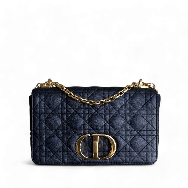 Dior Caro Medium - Cannage Grained Calfskin Black Gold Hardware