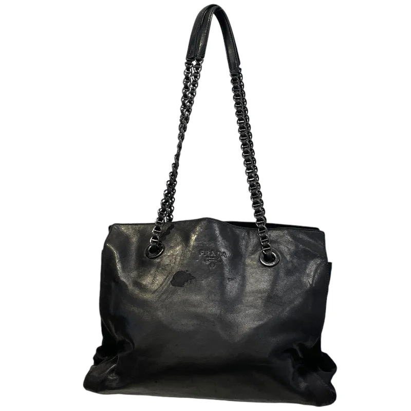 PRADA/Hand Bag/Leather/BLK/chain shoulder bag