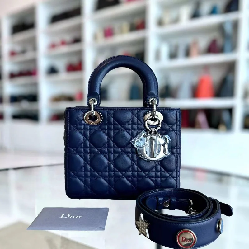 Lady Small Cannage Lambskin Dark Blue Silver ABC MyABC Hardware