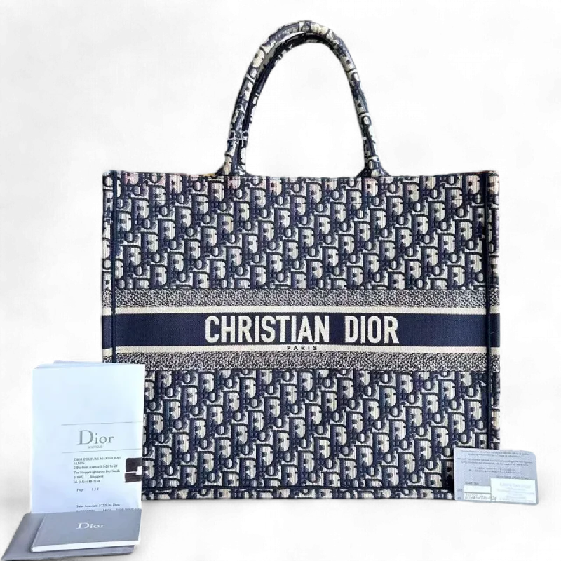 Dior Book Tote - Large Canvas Monogram Dark Blue